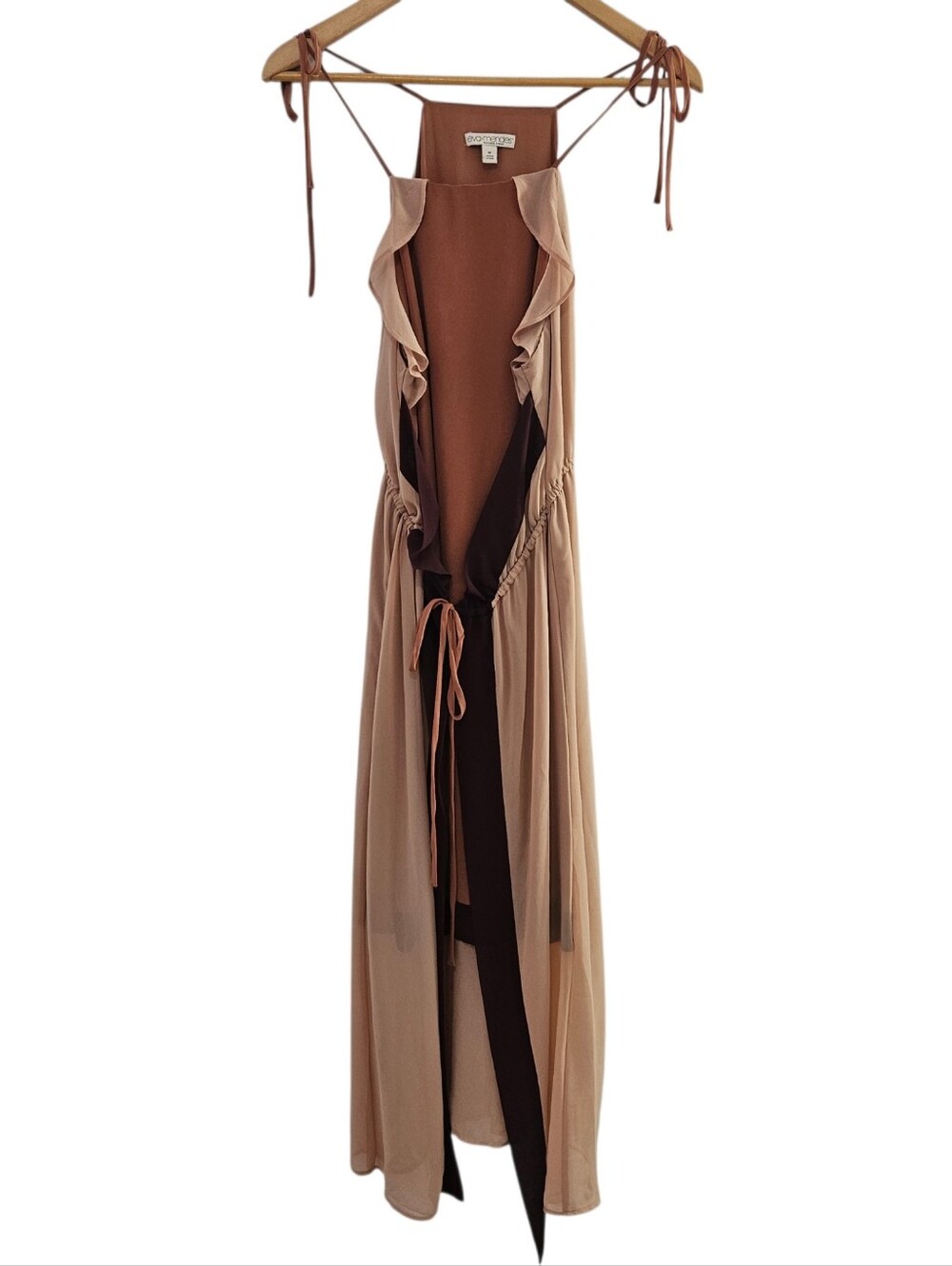 Eva Mendes Dress Women's Colorblock Sheer Chiffon Halter Maxi Dress